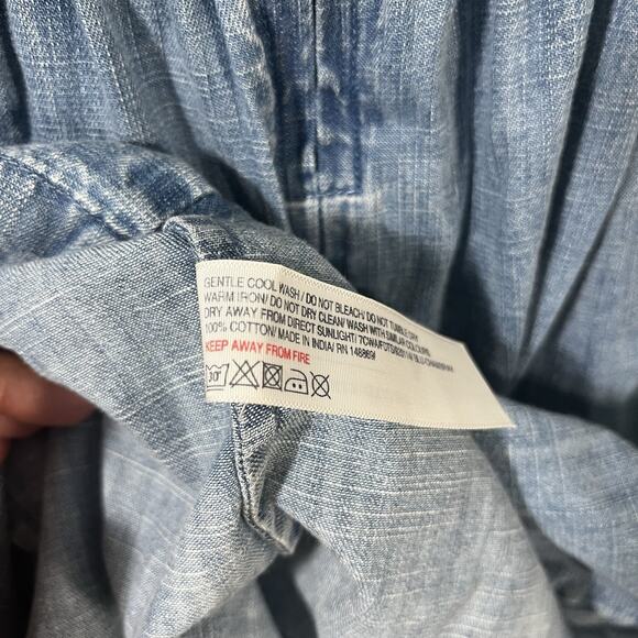 Fat Face Mid Light Blue Denim sleeveless Dress UK 10 USA 6 Fixed Belt - Picture 9 of 9